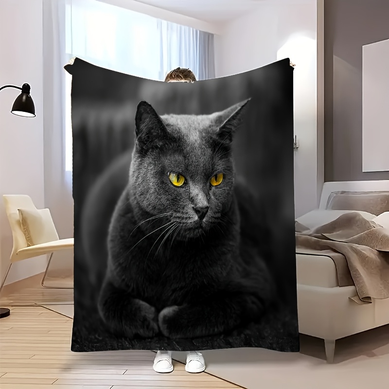 Home Textiles Definition - 아늑한 고화질 사랑스러운 파란색 고양이 프린트