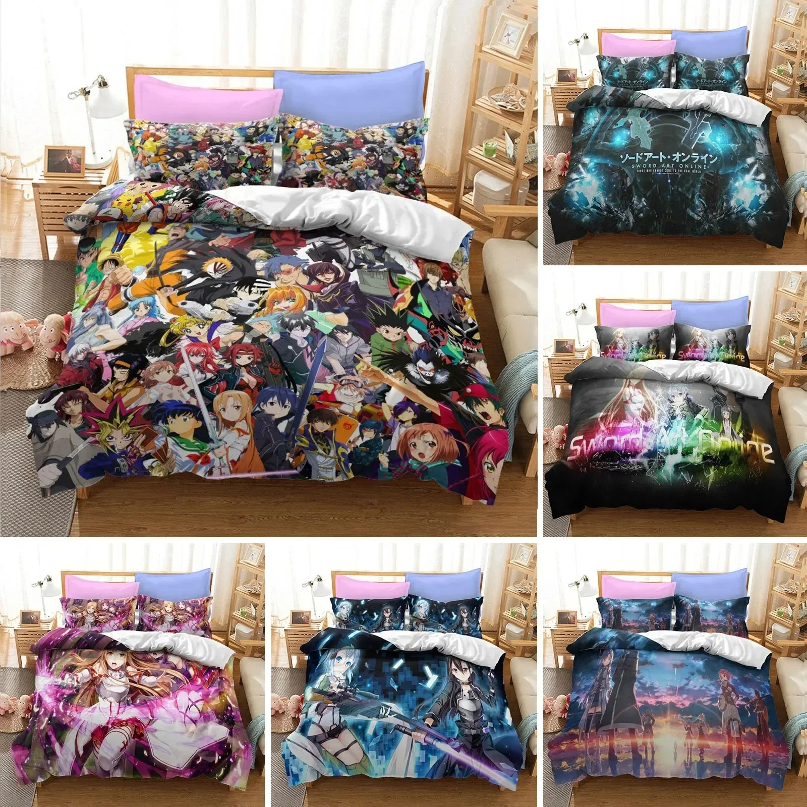 애니메이션 소드 아트 온라인 침구 세트 이불 커버 침실 - Home Textiles Online 리뷰 및 가격