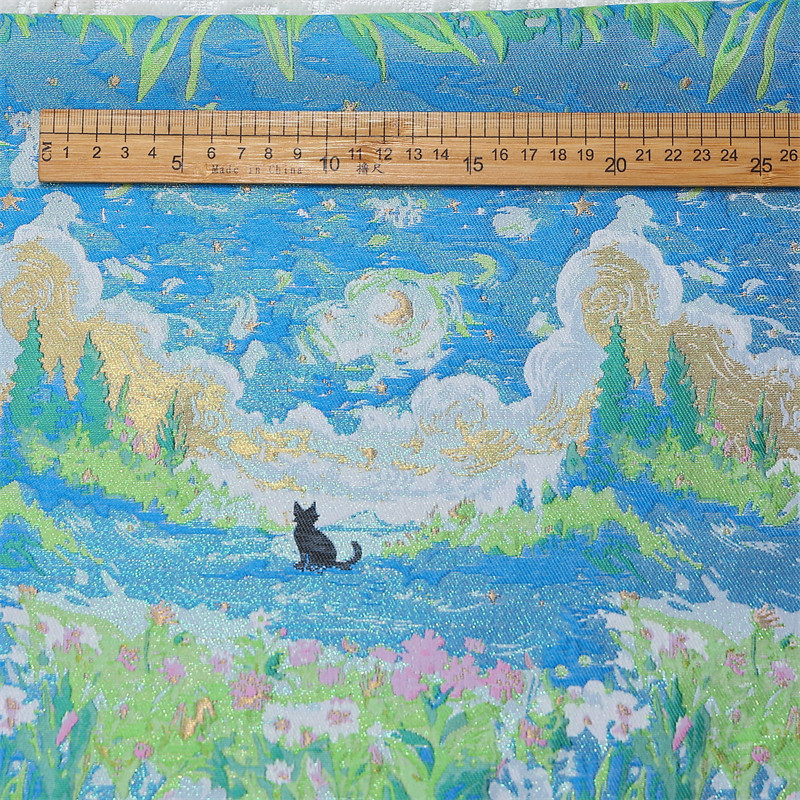 내셔널 트렌드 골든 자카드 브로케이드 원단 빈티지 풍경 - Home Textiles Trends 리뷰 및 가격