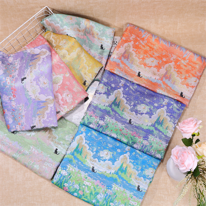 내셔널 트렌드 골든 자카드 브로케이드 원단 빈티지 풍경 - Home Textiles Trends 리뷰 및 가격