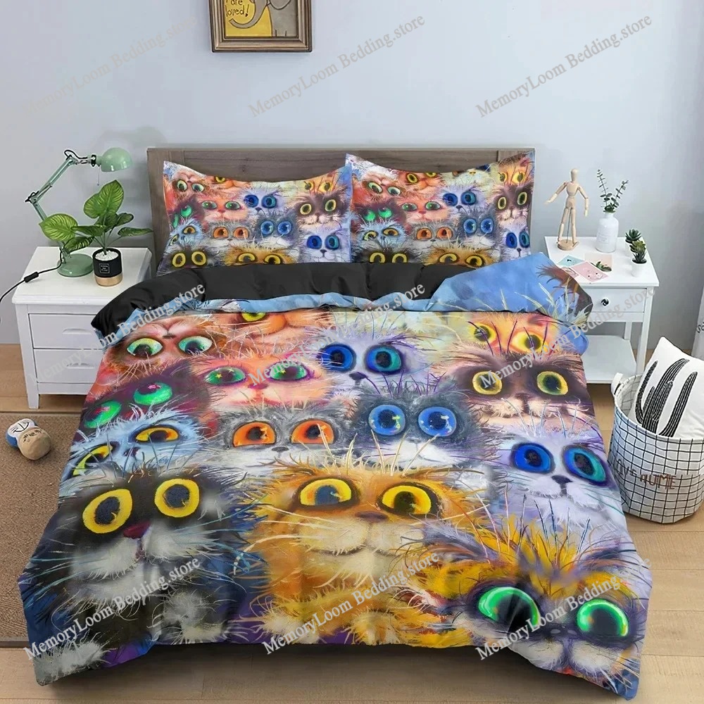 패션 트렌드 현대 수채화 만화 고양이 침구 세트 싱글/ - Home Textiles Trends 리뷰 및 가격