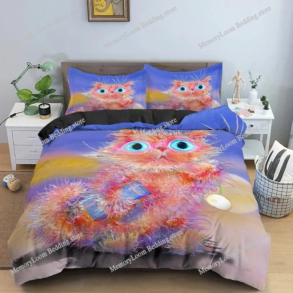 패션 트렌드 현대 수채화 만화 고양이 침구 세트 싱글/ - Home Textiles Trends 리뷰 및 가격