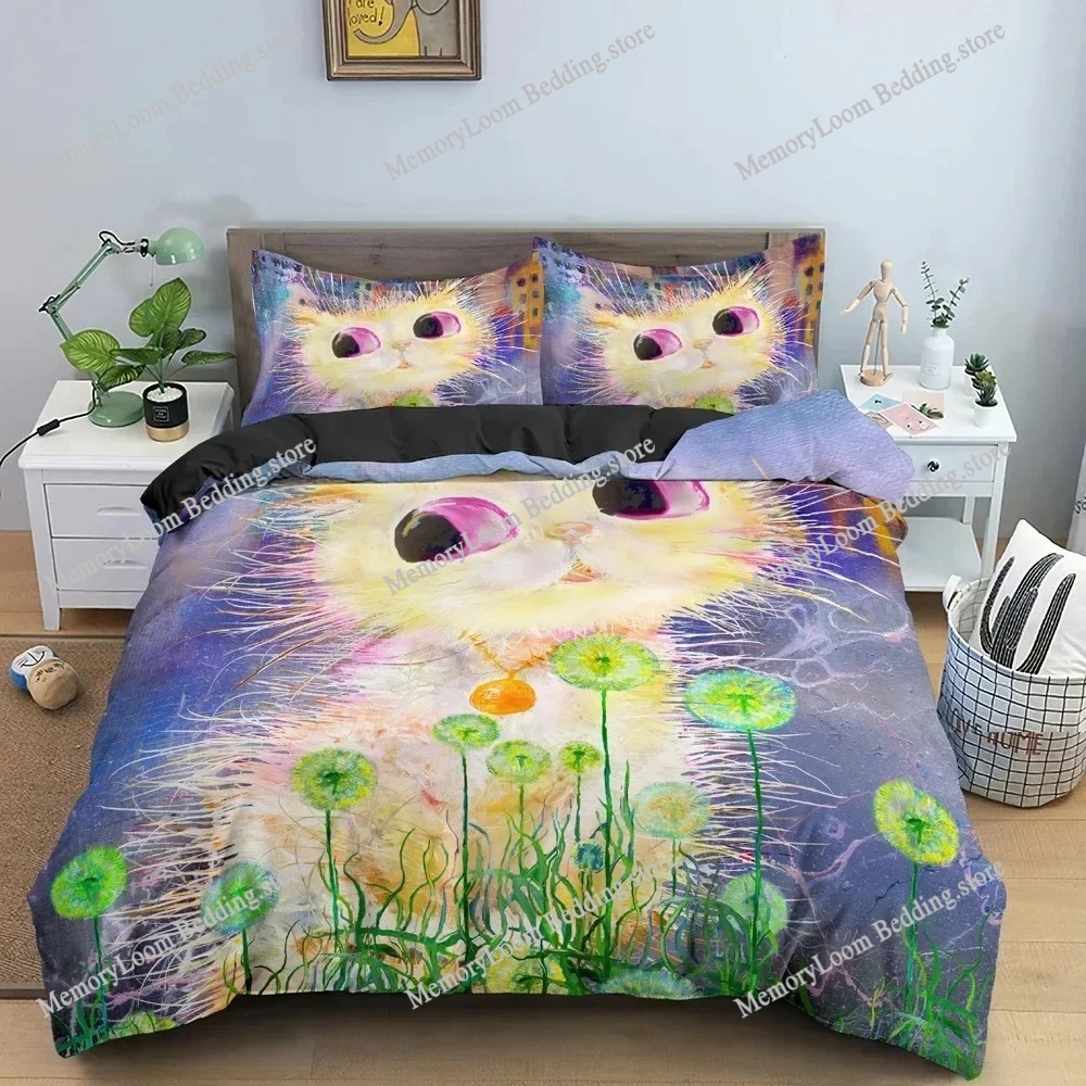 패션 트렌드 현대 수채화 만화 고양이 침구 세트 싱글/ - Home Textiles Trends 리뷰 및 가격