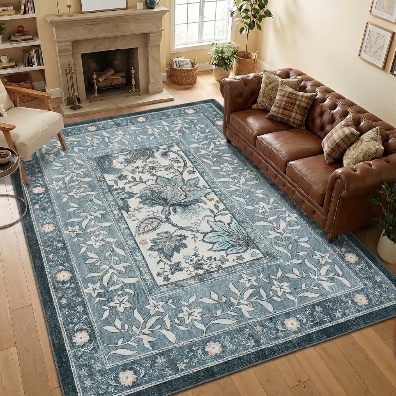 거실용 레트로 플랜트 프린트 카펫 접이식 기계 세탁 가 - Home Textiles Online 리뷰 및 가격